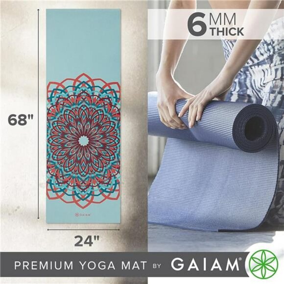 Gaiam Extra Thick Yoga Mat Non Slip 6mm Pilates Exercise Fitness Mat 68x24 - Picture 3 of 6